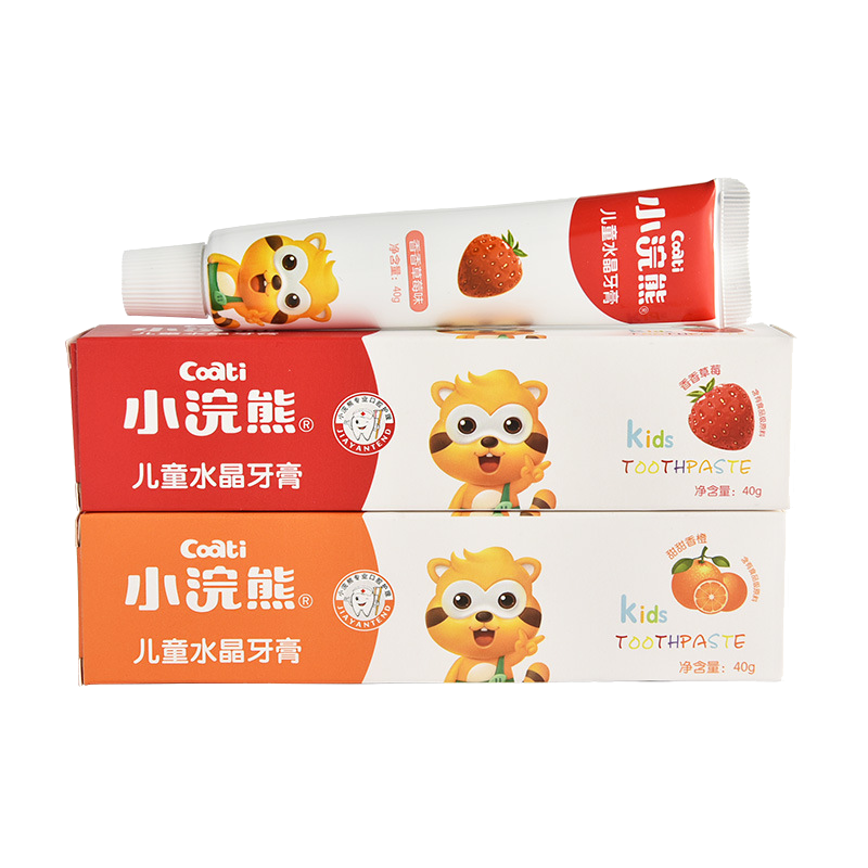小浣熊儿童牙膏3-6-12岁果味换牙期无氟防蛀牙不辣嘴小孩牙膏