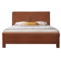 鑫木樽实木床1.2m+5cm床垫+床头柜*1组