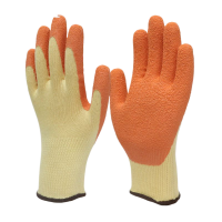 好员工10针黄纱橘红乳胶皱纹手套R700-C