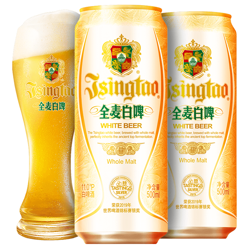 青岛啤酒TSINGTAO白啤11度500ml*12听ZB