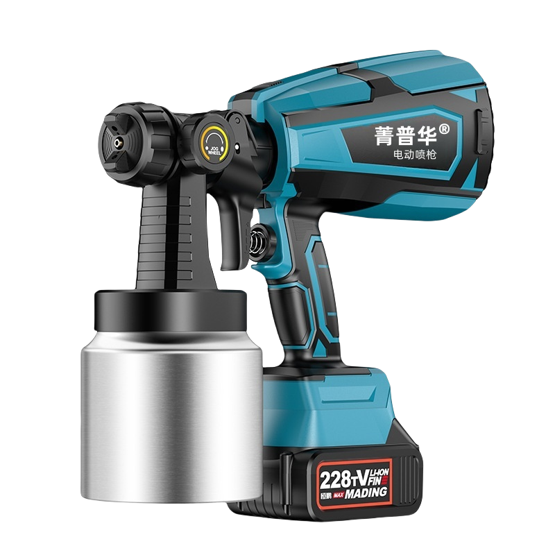菁普华锂电油漆喷枪电动喷漆枪喷雾枪两电一充 套