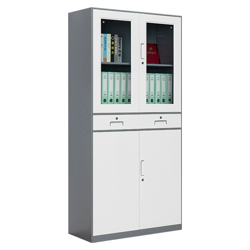 尔迈 钢制档案柜储物柜子带锁办公室铁皮收纳柜灰白套色 中二斗器械柜