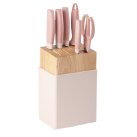 双立人菜刀套装七件套多功能刀具虾粉色54340-007-722