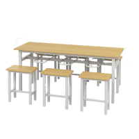 鑫金虎食堂餐桌椅组合可挂凳子餐桌椅公司员工快餐桌椅一桌六凳 1.8m