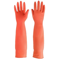 帮手仕 天然乳胶手套 加绒加厚防水植绒保暖手套加长款清洁工作H-10150 45cm 10副/包