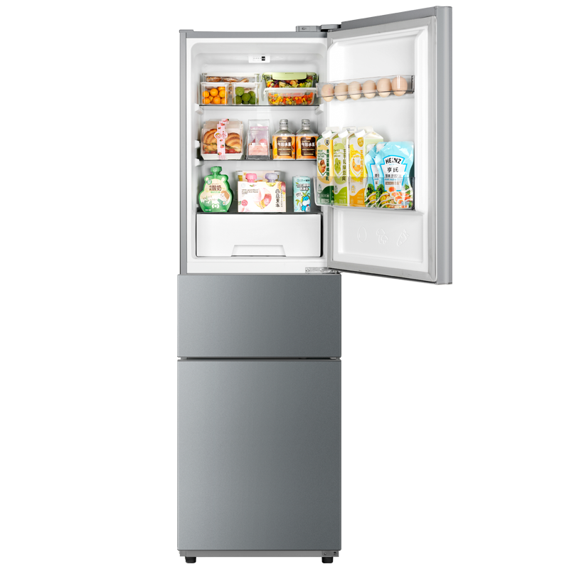 美的出品华凌冰箱 213升银灰色冰箱三门三温区家电冰箱节能低音小型家用租房冷冻冷藏小冰箱HR-223T