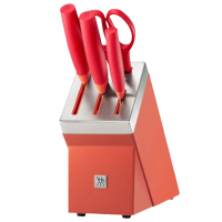 双立人刀具套装五件套自磨刀架刀具石榴红54350-015-722