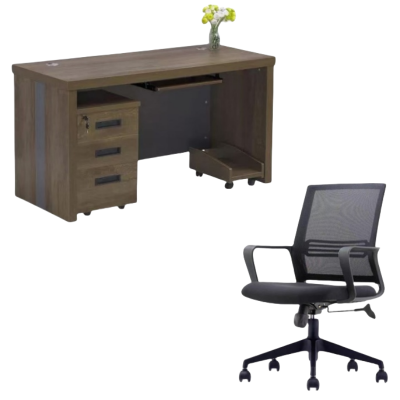 鑫龙都办公桌含柜椅1.4米套