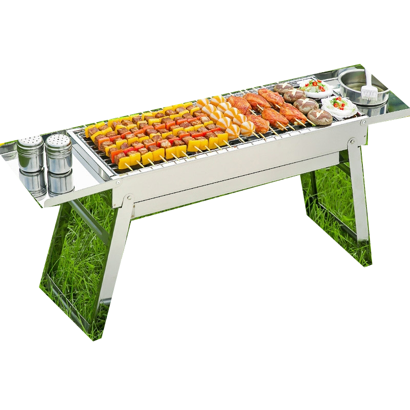 闪电客不锈钢烧烤炉家用折叠便携式小型烤炉烤肉架网户外炉子木炭架子