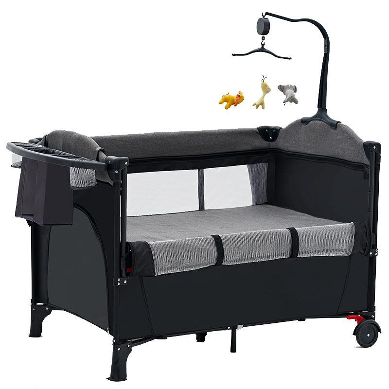 册视家具套装可移动拼接可折叠便携式床边床婴儿摇床HY-8601D个