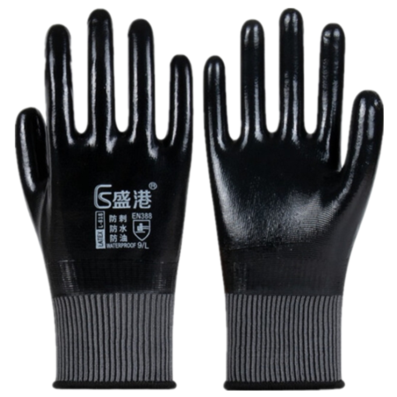 盛港全浸丁腈螺纹收口耐油手套SG-L818 120双