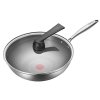 苏泊尔炒锅30cm蜂窝平底抗菌不锈钢炒菜锅EC30JKJ01