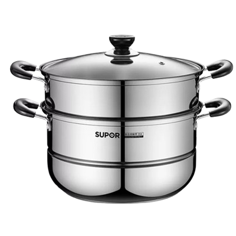 苏泊尔蒸锅28cm双层复底304不锈钢玻璃盖EZ28BS05