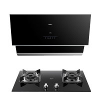 名气(MQ)油烟机套装侧吸式小尺寸抽油烟机小户型烟灶套装22立方大吸力白色搭配 5.2KW大火力猛火6830B