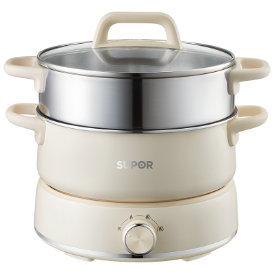 苏泊尔(SUPOR)电火锅多功能家用3L/升分体式可拆洗1300W功率电蒸锅煎锅 烤肉涮火锅锅具H22YK855A 白色