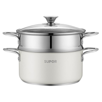 苏泊尔蒸锅22cm双层蒸锅复底304不锈钢白色EZ22SAS01-W