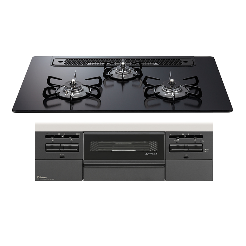 日本进口百乐满燃气灶Brillio 75黑色嵌入式三眼灶煤气炉自动烤配烤盘天然气新款PD-743WS-75CK