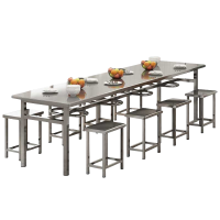 铭思达不锈钢餐桌一桌八椅套