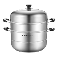 苏泊尔蒸锅28cm双层复底304不锈钢多用大容量蒸笼SZ28C1