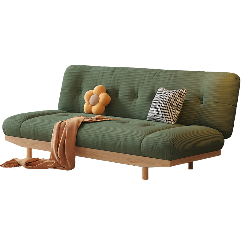 实木沙发床两用多功能坐卧一体小户型客厅灯芯绒懒人沙发可折叠床