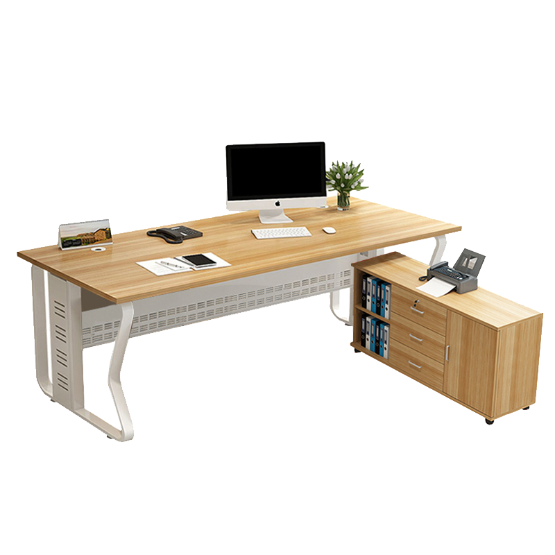 奇桄烁桌子含侧柜1.6*0.6m浅胡桃色/组