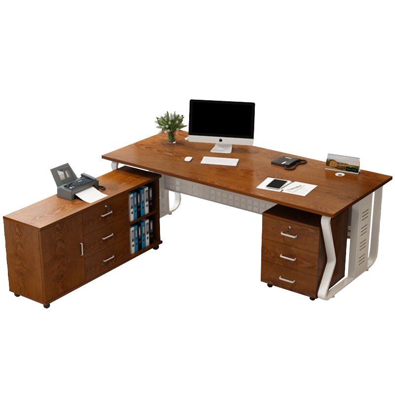 奇桄烁职员桌含活动柜+侧柜1.6*0.8m金橡木色/组