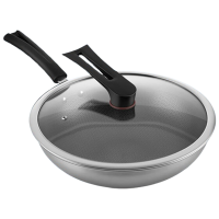 美的炒锅316不锈钢少油烟蜂窝晶刻不花芯炒锅MP-CJ32Wok503