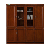 鑫金虎 中式老板办公室文件柜木质油漆书柜落地档案资料柜四门1600*400*2000mm