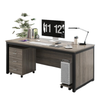 如华福禄电脑桌台式单人办公桌椅组合简约现代家用员工位财务职员桌老板桌