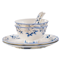 耀豪坤 青花孔雀蓝骨瓷餐具套装 18件套YHLQ-18B/套