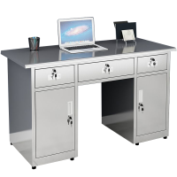 班龙不锈钢办公桌1.2m三斗二门张