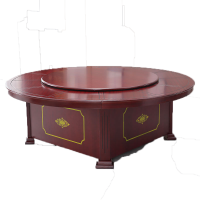 鑫金虎 酒店餐桌大圆桌带转盘包厢多人电动餐桌新中式大圆桌不含椅2m