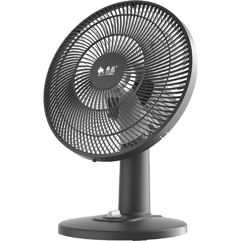 骆驼(CAMEL)台式电风扇台扇家用夏天可摇头学生小宿舍床上办公室桌面床头_黑色铝合金叶