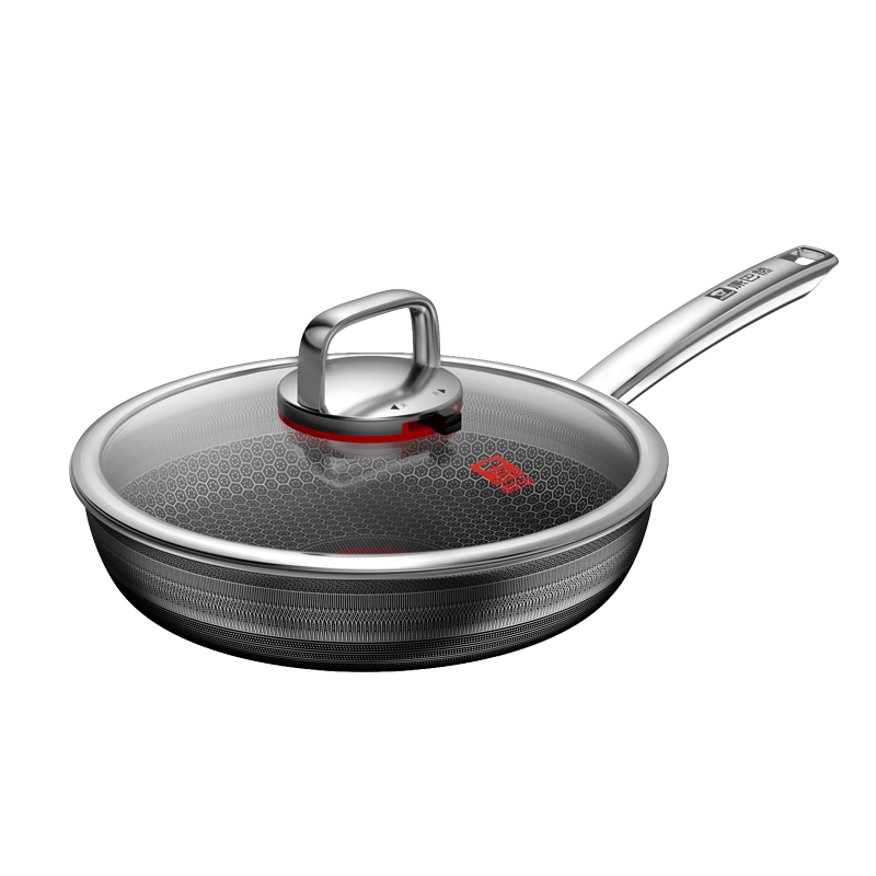 康巴赫(KBH)官方旗舰平底锅不粘锅第六代蜂窝锅2023新款红点感温双蜂窝煎锅26cm