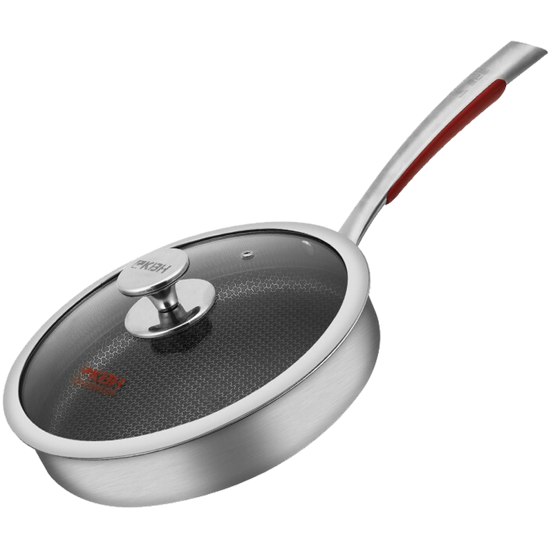 康巴赫三代蜂巢煎锅不粘锅平底锅316不锈钢26cm 电磁炉燃气通用