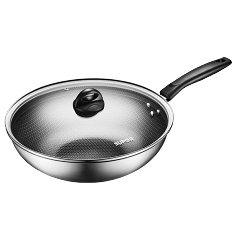 苏泊尔炒锅30cm蜂窝晶纹不锈钢不粘锅EC30AJK01
