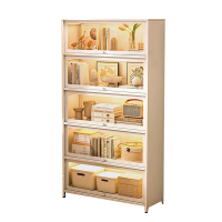 钢制书柜带玻璃门儿童书架家用客厅储物柜防尘展示柜铁艺置物架