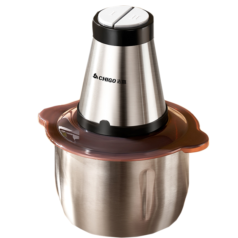 志高(CHIGO)绞肉机家用电动小型打肉馅搅拌饺搅碎菜器料理绞馅多功能 大容量玻璃杯碗配两套刀