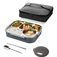 耀豪坤 316不锈钢分格饭盒 大号餐盒2.8L 5格+保温袋 YCL5-2800ml/个