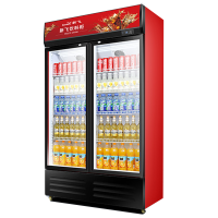 新飞冷藏展示柜单门饮料柜冰箱立式商用双开门保鲜冰柜三门啤酒柜 双门风冷688L下机组蓝白