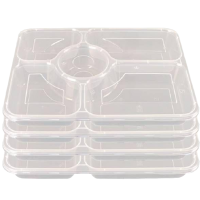 [疆不凡] 塑料透明一次性五格餐盒1250ml  150个箱