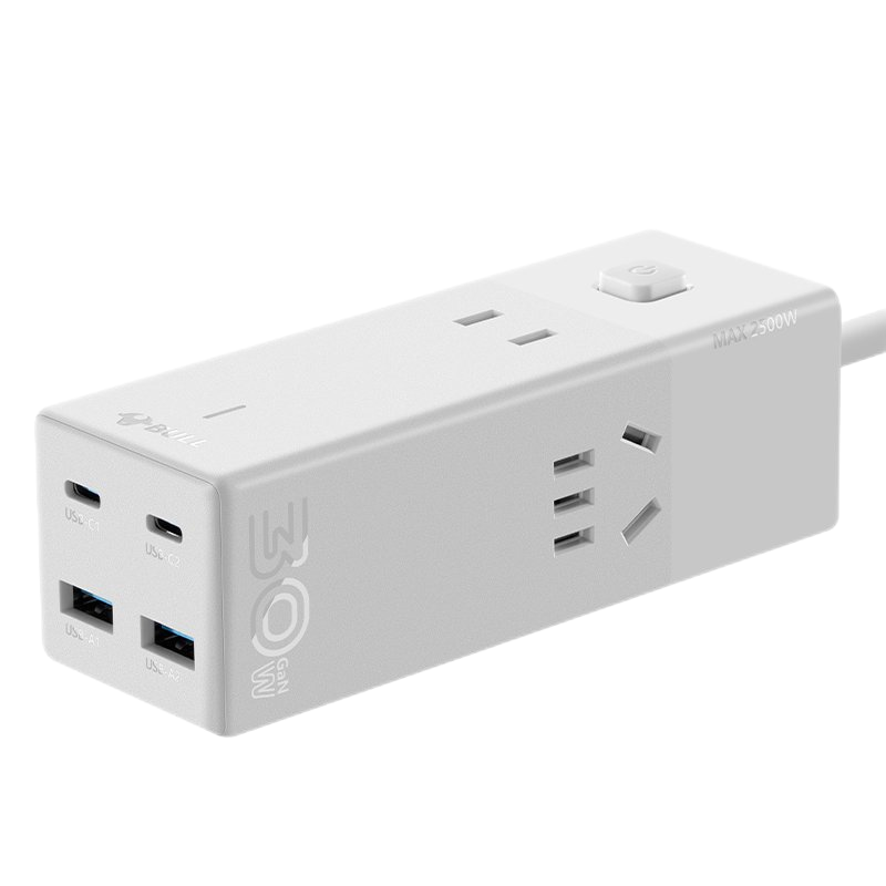 公牛(bull)MC1303M 糯米白1.5m 桌面插座智能氮化镓数显小电舱多功能充电转换器插排插座