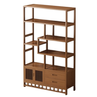 新中式博古架茶室置物架茶叶展示柜非隔断多宝阁客厅摆件架子