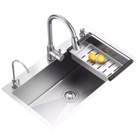 古达304纳米不锈钢厨房洗菜盆洗碗池水槽大单槽家用洗碗槽带龙头全套