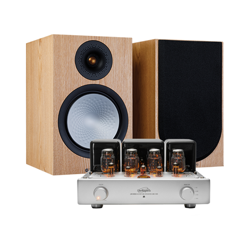 MonitorAudio/英国猛牌银100书架音箱无源发烧HIFI桌面发烧级音响丽磁LM-606IA胆机功放套装