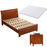 乐琪艺 实木床单人床 200*90*96cm 含床垫床头柜 套
