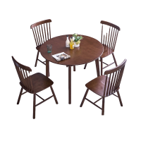 班龙桌子0.8m+4椅胡桃色套