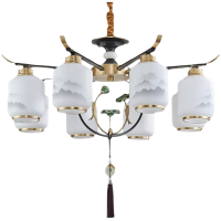 古达新中式客厅吊灯家用大气中国风铜禅意卧室餐厅酒店简约吸顶灯饰