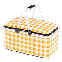 野餐篮春游户外露营装备保温手提篮可折叠收纳筐野炊篮子大容量包