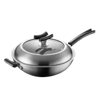 苏泊尔炒锅34cm不锈钢不粘锅少油烟X晶盾炒菜锅CC34JA2